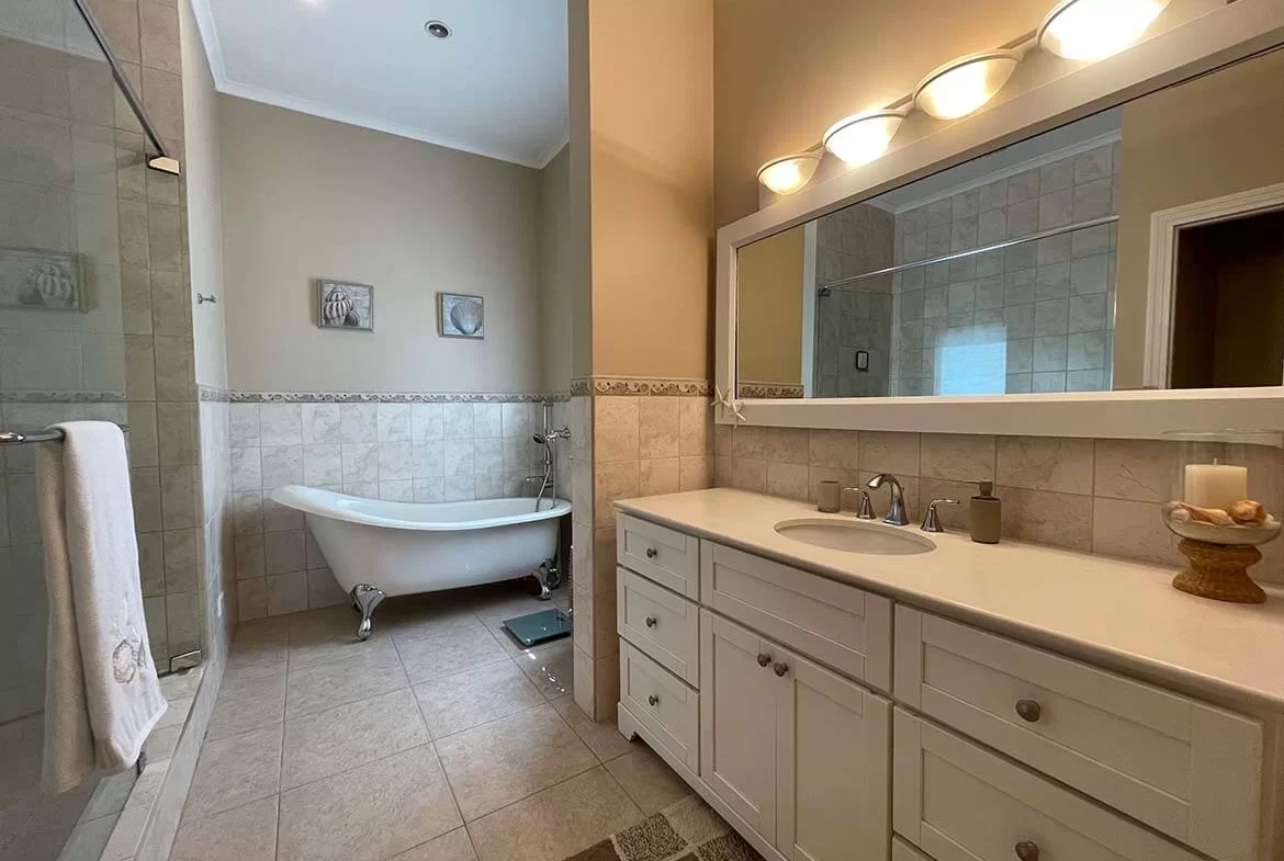 Bathroom with bath tub and walk in shower