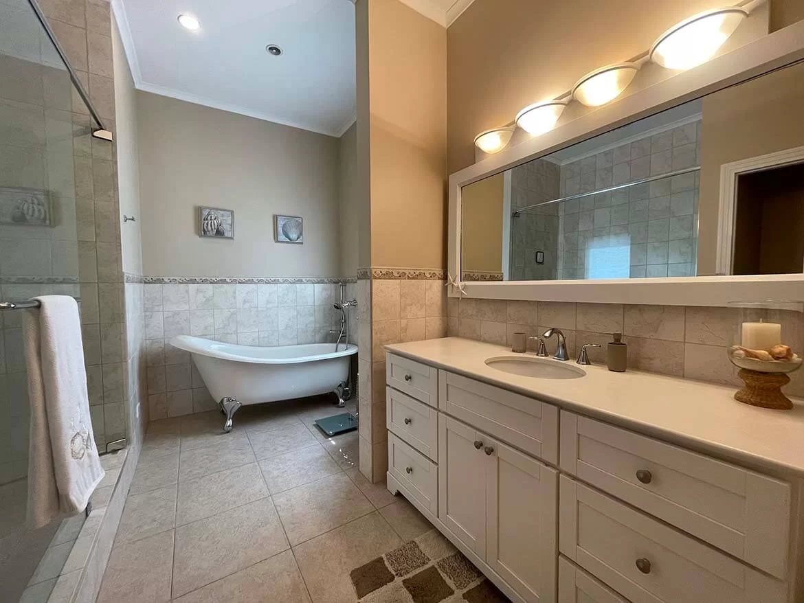 Bathroom with bath tub and walk in shower